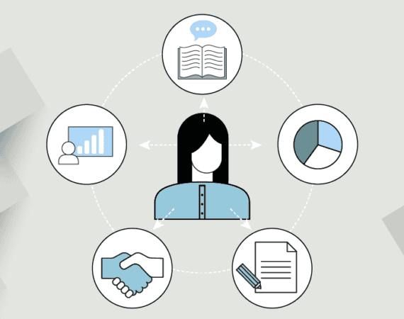 An illustration representing essential communication skills for data analysts.